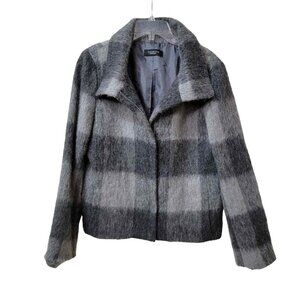 Talbots Jacket Full Zip with Collar Womens Medium Gray Pockets Blended Materials
